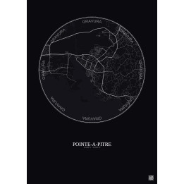 Affiche Pointe A Pitre – Poster carte de ville 5km | Gravura – Fond foncé