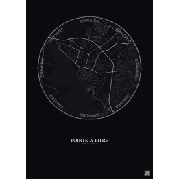 Affiche Pointe A Pitre – Poster carte de ville 2.5km | Gravura – Fond foncé