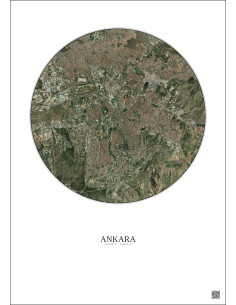 Affiche Ankara – Poster vue satellite 10km Couleur | Gravura – Fond clair 2