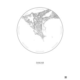 Affiche Dakar – Poster carte de ville 10km | Gravura – Fond clair