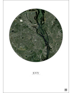 Affiche Kyiv – Poster vue satellite 10km Couleur | Gravura – Fond clair 2