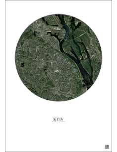 Affiche Kyiv – Poster vue satellite 6km Couleur | Gravura – Fond clair