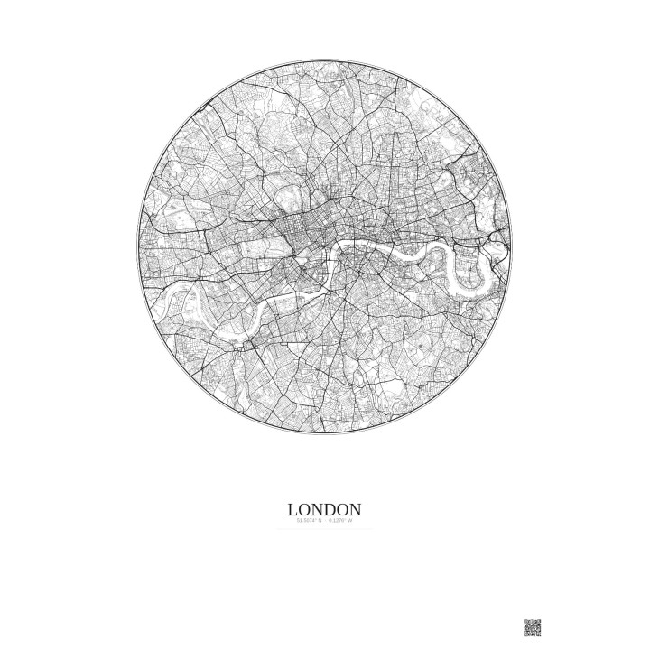 Affiche London – Poster carte de ville 10km | Gravura – Fond clair