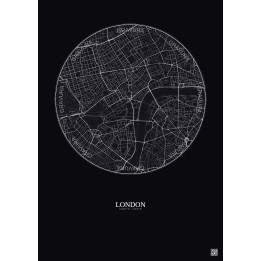 Affiche London – Poster carte de ville 2.5km | Gravura – Fond foncé
