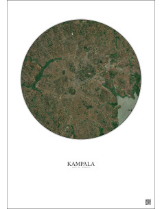 Affiche Kampala – Poster vue satellite 10km Couleur | Gravura – Fond clair 2