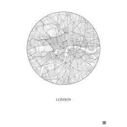 Affiche London – Poster carte de ville 6km | Gravura – Fond clair