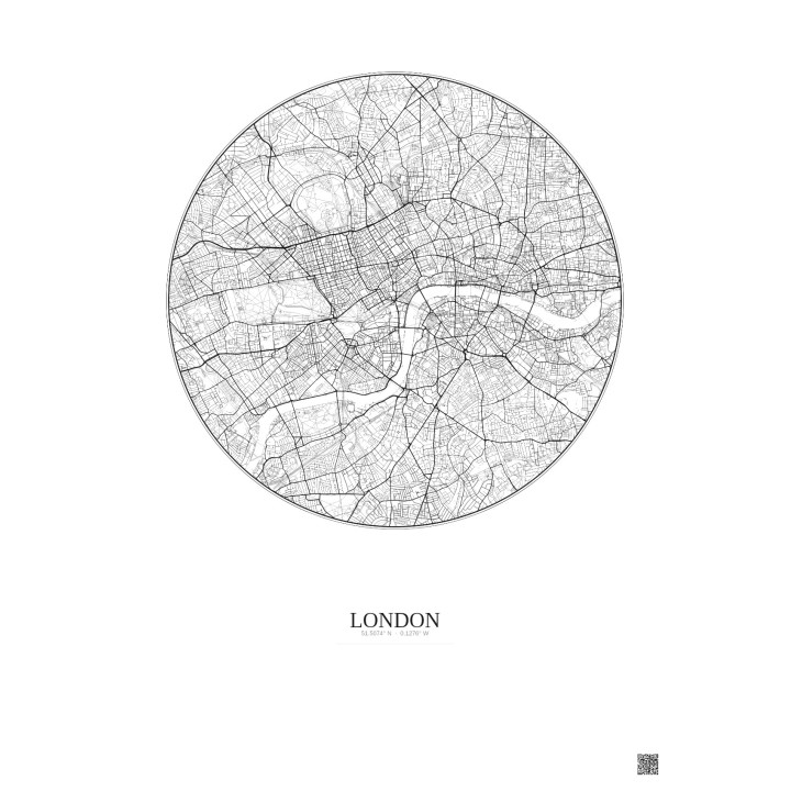 Affiche London – Poster carte de ville 6km | Gravura – Fond clair