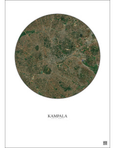 Affiche Kampala – Poster vue satellite 6km Couleur | Gravura – Fond clair 2
