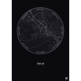 Affiche Tbilisi – Poster carte de ville 2.5km | Gravura – Fond foncé