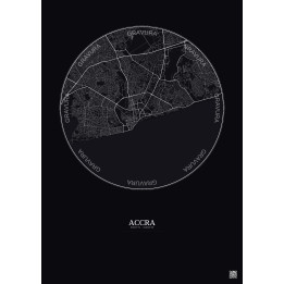 Affiche Accra – Poster carte de ville 10km | Gravura – Fond foncé