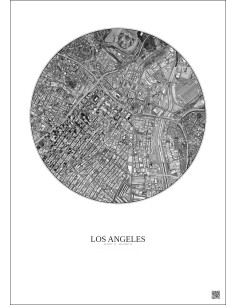 Affiche Los Angeles – Poster vue satellite 2.5km N&B | Gravura – Fond clair 2