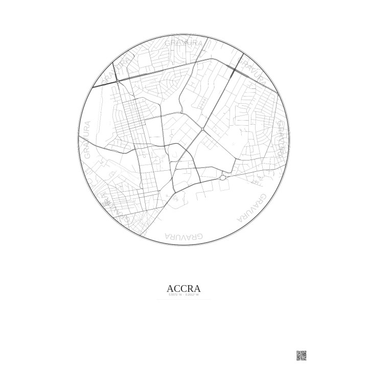 Accra City Map Poster 2.5km | Gravura – Light background