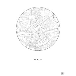 Affiche Dublin – Poster carte de ville 2.5km | Gravura – Fond clair