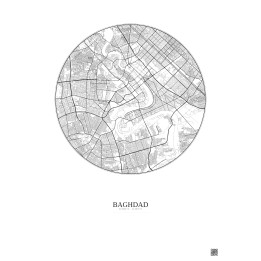 Affiche Baghdad – Poster carte de ville 10km | Gravura – Fond clair