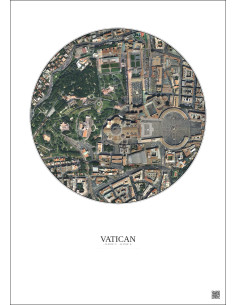 Affiche Vatican – Poster vue satellite 0.5km Couleur | Gravura – Fond clair 2