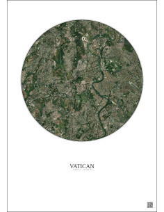 Affiche Vatican – Poster vue satellite 5km Couleur | Gravura – Fond clair 2
