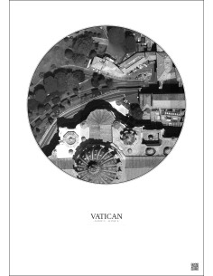 Affiche Vatican – Poster vue satellite 0.1km N&B | Gravura – Fond clair 2