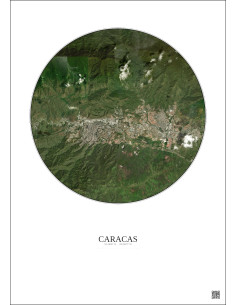Affiche Caracas – Poster vue satellite 10km Couleur | Gravura – Fond clair 2
