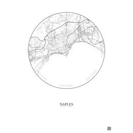 Affiche Naples – Poster carte de ville 5km | Gravura – Fond clair