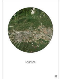 Affiche Caracas – Poster vue satellite 6km Couleur | Gravura – Fond clair 2