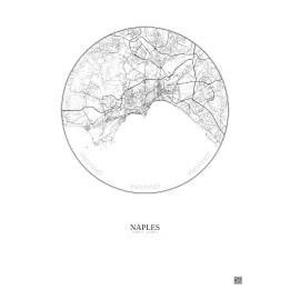 Naples City Map Poster 10km | Gravura – Light background