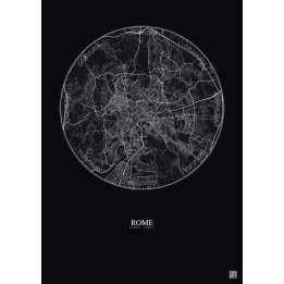 Rome City Map Poster 10km | Gravura – Dark background