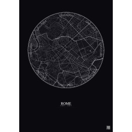 Affiche Rome – Poster carte de ville 2.5km | Gravura – Fond foncé