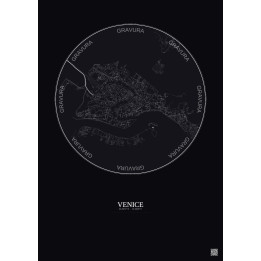 Affiche Venice – Poster carte de ville 2.5km | Gravura – Fond foncé