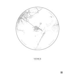 Venice City Map Poster 10km | Gravura – Light background