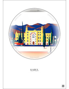 Affiche Kabul – Poster illustration vintage – National Museum Of Afghanistan | Gravura – Fond clair 2