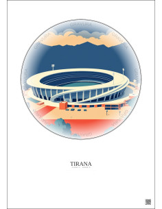 Tirana Vintage Travel Poster – Air Albania Stadium | Gravura – Light background 2