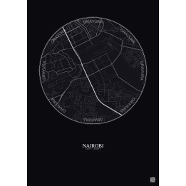 Affiche Nairobi – Poster carte de ville 2.5km | Gravura – Fond foncé