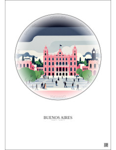 Buenos Aires Vintage Travel Poster – Plaza De Mayo | Gravura – Light background 2