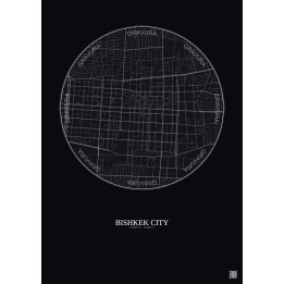 Affiche Bishkek City – Poster carte de ville 2.5km | Gravura – Fond foncé