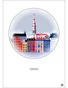 Vienna Vintage Travel Poster – Historic Old Town Of Vienna | Gravura – Light background 2