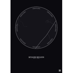 Affiche Riyadh Region – Poster carte de ville 10km | Gravura – Fond foncé