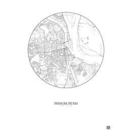 Phnom Penh City Map Poster 10km | Gravura – Light background