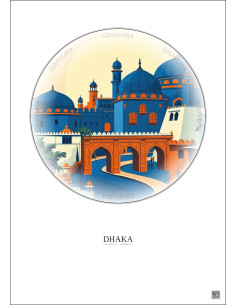 Dhaka Vintage Travel Poster – Dhaka | Gravura – Light background 2