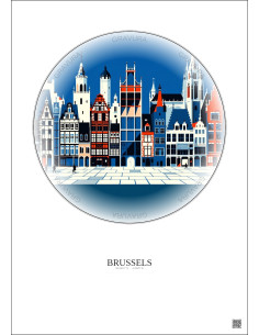 Brussels Vintage Travel Poster – Brussels | Gravura – Light background