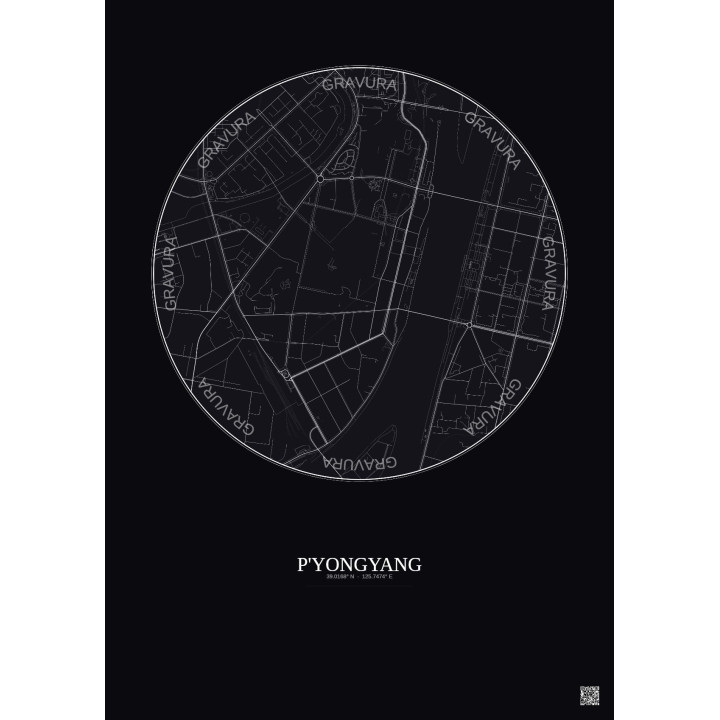 P Yongyang City Map Poster 2.5km | Gravura – Dark background