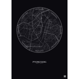 Affiche P Yongyang – Poster carte de ville 6km | Gravura – Fond foncé