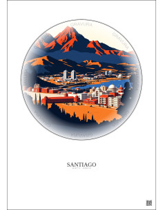 Santiago Vintage Travel Poster – Santiago | Gravura – Light background 2