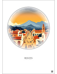 Bogota Vintage Travel Poster – Historic Old Town Of Bogota | Gravura – Light background 2