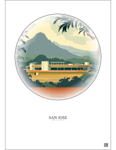 Affiche San Jose – Poster illustration vintage – Estadio Nacional De Costa Rica | Gravura – Fond clair 2