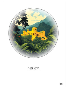 Affiche San Jose – Poster illustration vintage – National Museum Of Costa Rica | Gravura – Fond clair 2