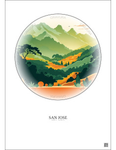 Affiche San Jose – Poster illustration vintage – San Jose | Gravura – Fond clair 2