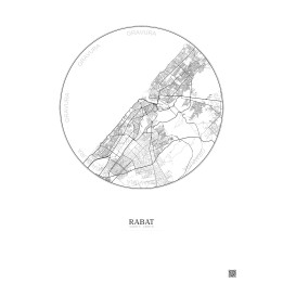 Affiche Rabat – Poster carte de ville 10km | Gravura – Fond clair