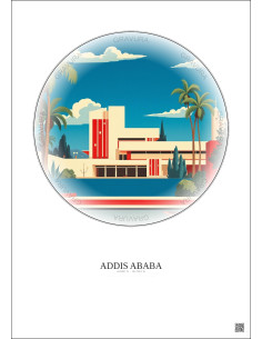 Addis Ababa Vintage Travel Poster – National Museum Of Ethiopia | Gravura – Light background 2