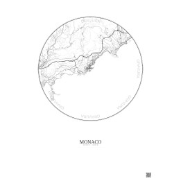 Monaco City Map Poster 10km | Gravura – Light background