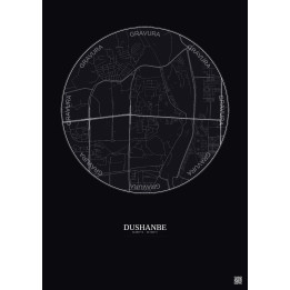 Affiche Dushanbe – Poster carte de ville 2.5km | Gravura – Fond foncé